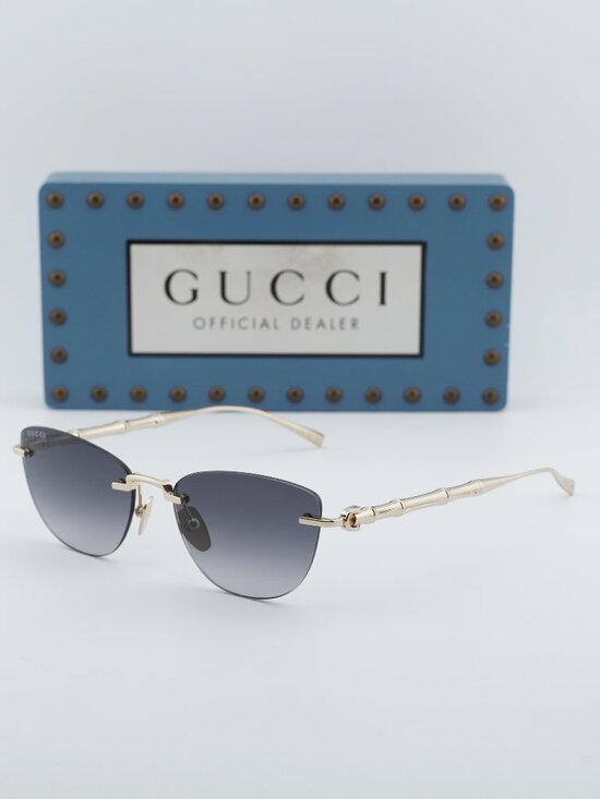 Gucci GG2063S 001 Cat Eye Sunglasses - Shiny Endura Gold/Grey Gradient